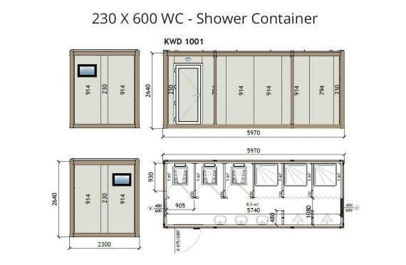 KW6 230x600 WC-Dush konteyner
