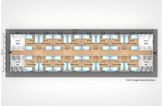 339 м² Общежитие быстровозводимое